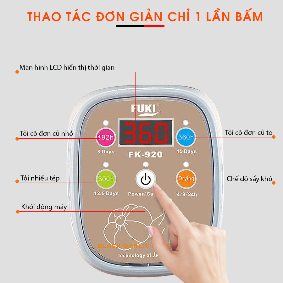 Máy làm tỏi đen FUKI FK-920 loại 8L (Vàng Gold)